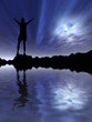 Silhouette of man against night sky Silhouette of man against night sky