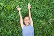 Preteen girl on grass