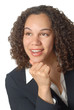 Excited young businesswoman