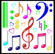 Set  of musical signs. Coloured.