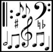 Set  of musical signs. Black.