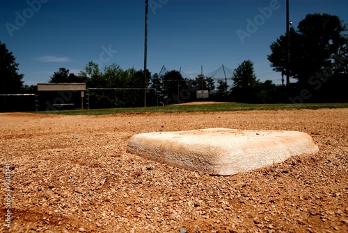 Photo: second base on the baseball field second base on the baseball field