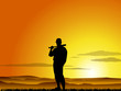 Baseball player at sunset