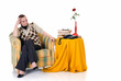 Pensive woman in sofa