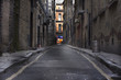 Looking down a long dark back alley Looking down a long dark back alley