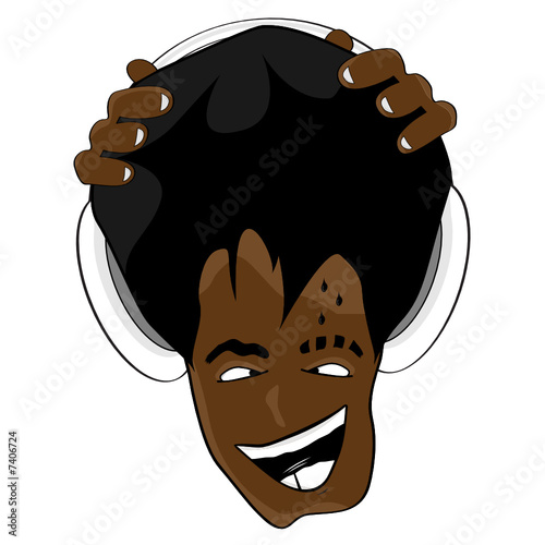 Afro hairstyle cartoon music face