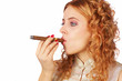 Blonde girl with cigar