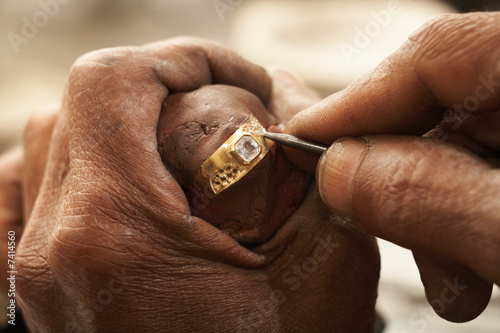Photo: Goldsmith working on gold ring Goldsmith working on gold ring
