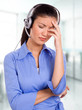 Frustrated Call Center Employee with Headset Frustrated Call Center Employee with Headset