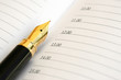 Fountain pen on calendar page