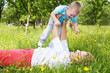 mother and son playing