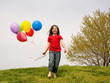 Girl Running With Balloons