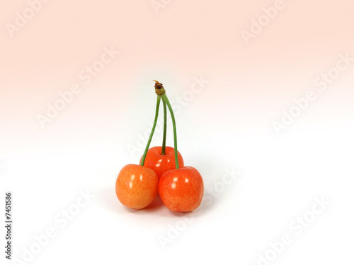 Photo: Three sweet cherries Three sweet cherries
