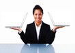 Business woman presenting laptops