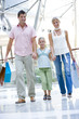 Family shopping in mall