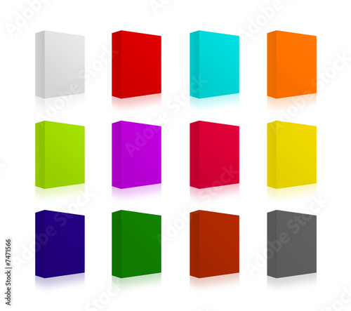 Illustration: 3D boxes in different colors. You cand place text or logo on. 3D boxes in different colors. You cand place text or logo on.