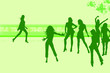 dancing girls in green club