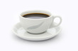 Cup of coffee on white saucer