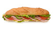 Extra large submarine sandwich with ham and cheese