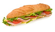 Footlong ham & swiss submarine sandwich isolated on white