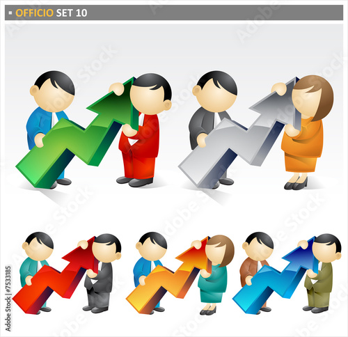 Business People holding progressive arrow - officio icon set