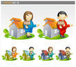 Real Estate Agents with sold house  - offico icon set