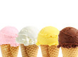 Assorted ice cream in sugar cones