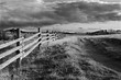 wyoming landscape rural fence in black and white