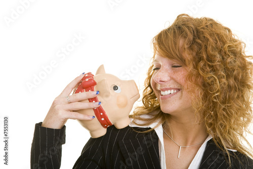 Sparschwein auf der Schulter