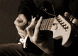 Musician playing electric guitar