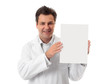 Doctor holding information factsheet or medical  form