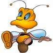 Wasp 18 - detailed illustration, sitting little bee Wasp 18 - detailed illustration, sitting little bee