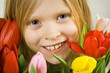 Girl and tulps