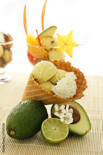 Photo: Fruit Ice Cream Cone Fruit Ice Cream Cone