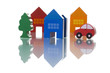 Houses, car and tree Houses, car and tree