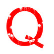Letter Q in grunge style on a white background. 