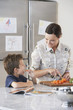 Mother and Son Making Dinner