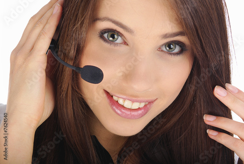 Beautiful Customer Representative woman with headset 