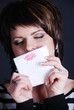 Girl with kissed napkins