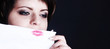 Girl with kissed napkins