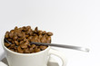 A cup of coffee grains