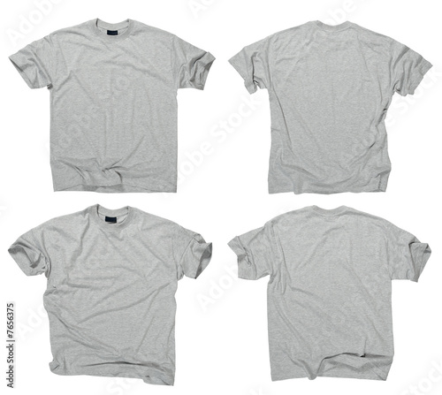 blank white t shirt front and back. Blank grey t-shirts front and