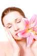 Beautiful woman with lily flower