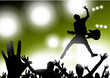 Rock star jumping over the crowd