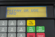 Screen of gas pump with automatic payment, close-up