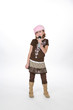 Stylish girl using a microphone 
