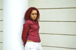 Beautiful young women about column based