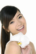 Beautiful Asian woman and  orchid