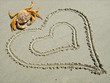 Krebs und Herz am Strand