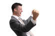 young, handsome businessman showing excitement young, handsome businessman showing excitement
